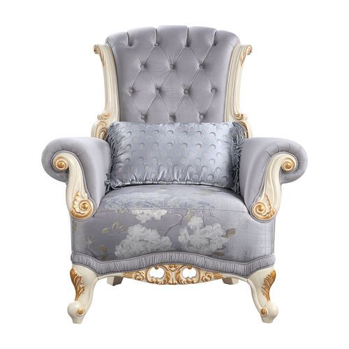Beautifully designed and executed the Galelvith living room collection offers a grand experience. With dynamic crown moldings and beautifully carved wooden claw legs to add dimension. The sofa and loveseat feature a bench-style seat cushion with pocket co