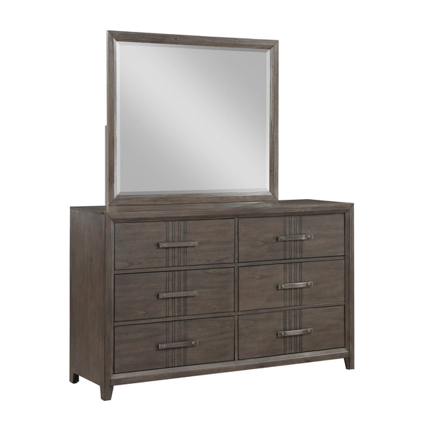 The Landon Dresser Mirror in Brown offers a perfect blend of durability, style, and functionality, making it a refined addition to any bedroom. Expertly crafted from solid Pine, high-quality engineered woods, and genuine Mindi wood veneers, this mirror is