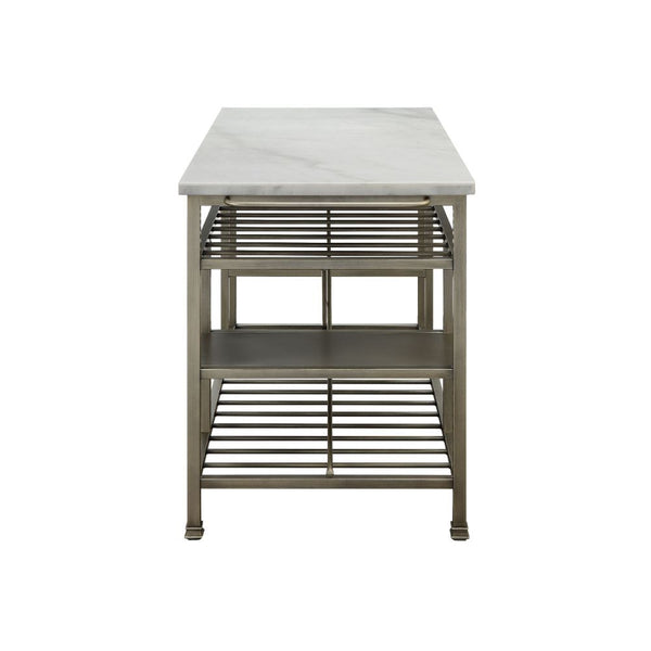 Lanzo - Kitchen Island - Marble & Antique Pewter