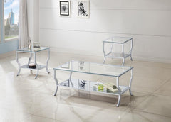 Saide - 3 Piece Glass Top Coffee And End Table Set - Chrome