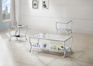 Saide - 3 Piece Glass Top Coffee And End Table Set - Chrome