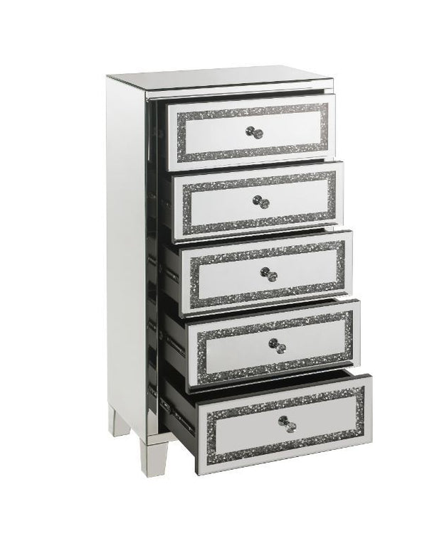  this brilliant cabinet showcases a distinctive style for an intriguing look. The cabinet features five storage drawers with safety stop a