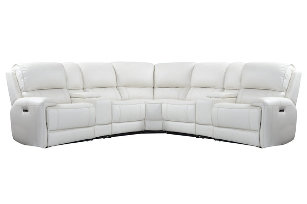 Empire - 7 Piece Modular Power Reclining Sectional With Power Adjustable Headrests With 2 Consoles - Verona Ivory