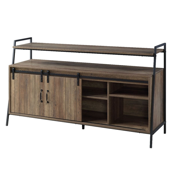  Max TV Size Recommanded: 58-"<br/><br/><b>Product Features</b><ul><li>Metal Frameâ€§ Storage: Sliding Barn Doorâ€§Max TV Size Recommanded: 58-"</li><li>Case: 1Pc/1Ctn</li><li>Finish: Rustic Oak & Black Finish</li><