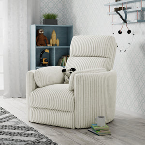Radius - Mega Ivory Swivel Power Glider Recliner