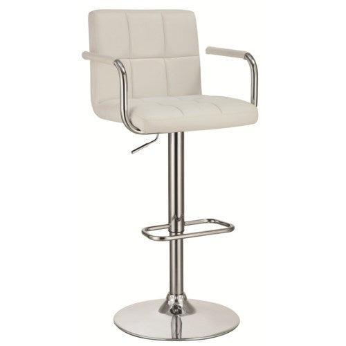 Dining Chairs and Bar Stools Adjustable Bar Stool with White Upholstery