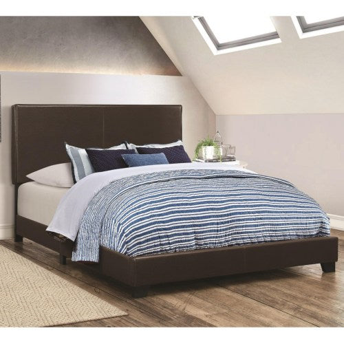 Dorian Brown Upholstered Leatherette Full Bed