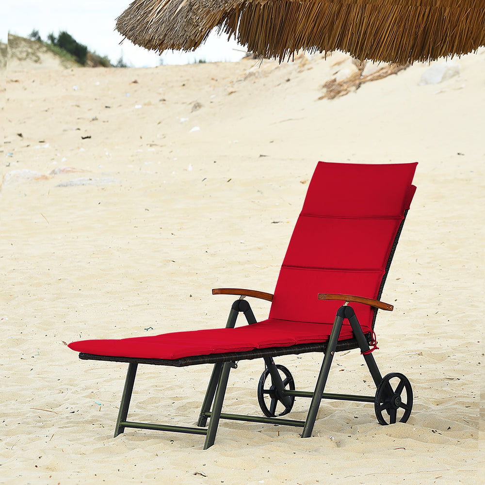 Sturdy aluminum construction holds up to 385 lbs<br>Ergonomic backrest with armrest fits your body curve to a better enjoyment<br>Soft non-woven cushion  provides a more comfortable relax<br>Environmentally friendly PE rattan  breathable and waterproof  s
