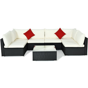 Free combination of sectional sofa as per your needs<br>Solid structure with L shape aluminum feet<br>Exquisite PE wicker frame adds unique charm<br>Comfortable sofa set with thick cushions and soft pillows<br>The cover of seat cushion is removable and wa