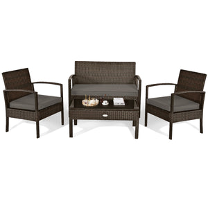 Made of sturdy and solid steel frame with all weather PE rattan  this patio rattan furniture set can keep stability and durability for long time use. Â  Breathable and soft cushions will hold you comfortably and the cover of cushion can be removed with sm