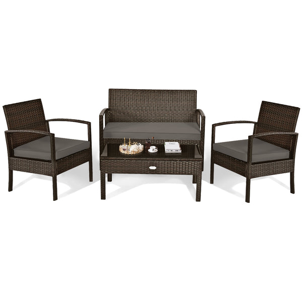 Made of sturdy and solid steel frame with all weather PE rattan  this patio rattan furniture set can keep stability and durability for long time use. Â  Breathable and soft cushions will hold you comfortably and the cover of cushion can be removed with sm
