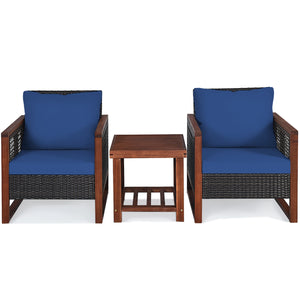Please avoid rain exposure for longer serving time.<br>Package includes 2 sofas  1 table  2 seat cushions  2 back cushions and instruction<br>Made of all-weather rattan  sturdy and durable<br>Acacia wood frame and unique base provide powerful support<br>A