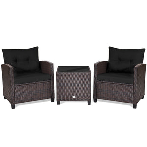 The strong and sturdy steel frame ensures the sturdiness of the set<br>Hand-woven rattan can withstand moderate rain or wind in outdoor<br>A wide armrest in suitable height is good for supporting and relaxing your arm<br>Thick and soft cushion with a high
