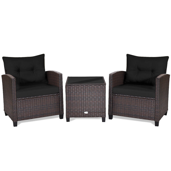 The strong and sturdy steel frame ensures the sturdiness of the set<br>Hand-woven rattan can withstand moderate rain or wind in outdoor<br>A wide armrest in suitable height is good for supporting and relaxing your arm<br>Thick and soft cushion with a high