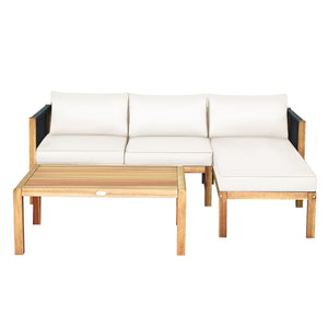 We commit to design a sofa set with elegant appearance to create a private corner. Â  Made of premium acacia wood  the frame is sturdy and durable for long time use. And it is stable with large weight capacity. The set comes with extra thick and high-resi