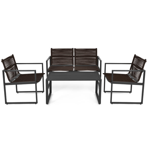 The patio conversation set is made of premium steel and durable polyester  which has a large load-bearing capacity and can be used for a long time. Â  The 4 pieces of patio furniture set will provide you and your family with a comfortable space for conver
