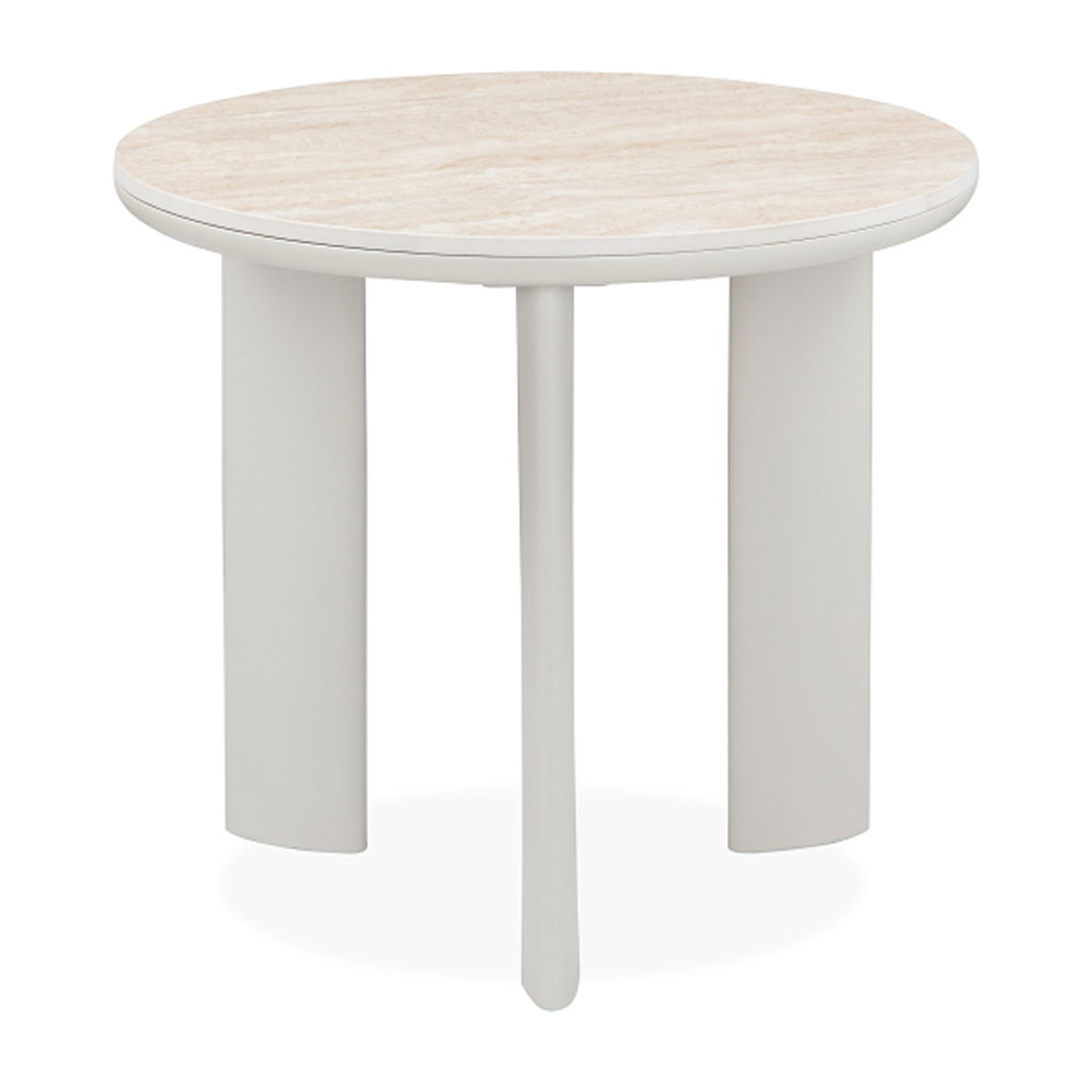 Ingram - End Table - Sintered Stone & Light Gray Finish<br/><br/><b>Product Features</b><ul><li>Round Table Top</li><li>Sintered Stone Top</li></ul><br/>