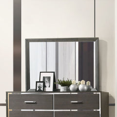 Mirror NOT Beveled Edge(3mm Thick) Wooden Trim Frame Shape: Rectangular Orientation: Landscape<br/><br/><b>Product Features</b><ul><li>Case: 1Pc/1Ctn</li><li>Finish: Gray Oak</li><li>Style: Contemporary</li><li>Materials: Mirror, Wood, Veneer, Composite W