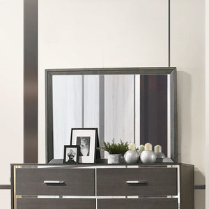 Mirror NOT Beveled Edge(3mm Thick) Wooden Trim Frame Shape: Rectangular Orientation: Landscape<br/><br/><b>Product Features</b><ul><li>Case: 1Pc/1Ctn</li><li>Finish: Gray Oak</li><li>Style: Contemporary</li><li>Materials: Mirror, Wood, Veneer, Composite W