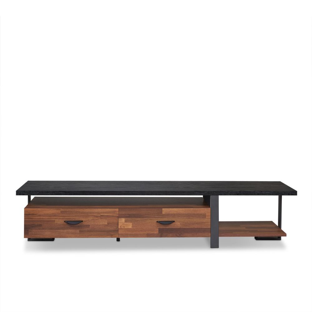 The Elling collection versatility and style will blend masterfully in your living room area. The storage feature offers plenty of space to keep your entertainment components nice and neatly organized with 2 drawers and 2 open compartments. Its carefully c