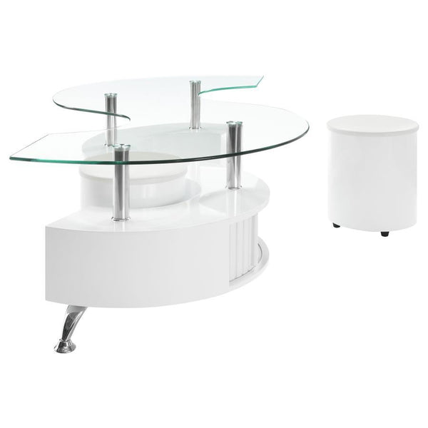 Buckley - 3 Piece Coffee Table And Stools Set - White High Gloss