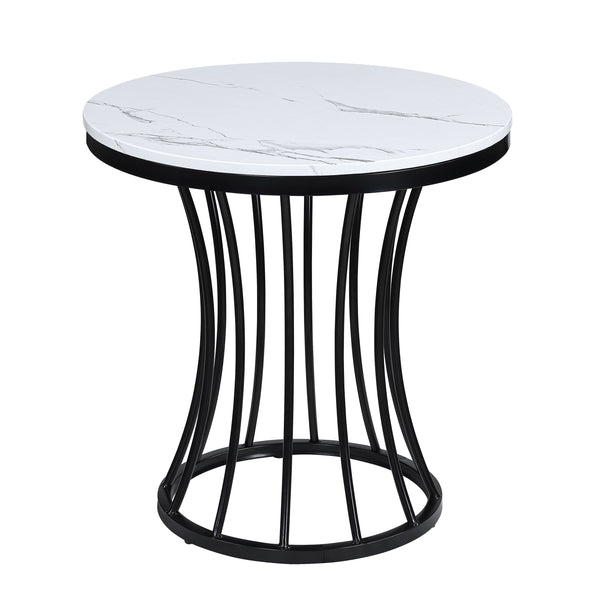  round tables with a faux marble tops that are both beautiful and easy to care for. Each table