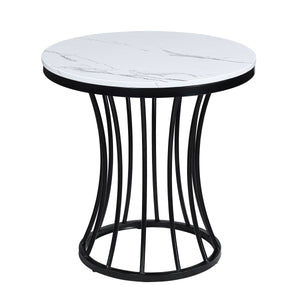  round tables with a faux marble tops that are both beautiful and easy to care for. Each table
