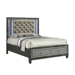 Indulge in the allure of the Radiance Queen Storage Bed in Black, a marvel of quality construction crafted from a blend of solid rubberwood and manufactured woods for unparalleled stability and durability. Its semi-gloss lacquer black pearl finish lends a