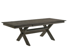The Gulliver Wood Trestle Dining Table in rustic brown is a perfect addition to your dining space, designed for both style and durability. This set includes one dining table top and one robust X-style trestle base, crafted from solid rubberwood, manufactu