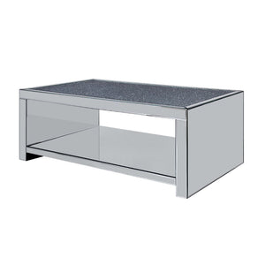 The Malish Coffee Table will add a contemporary touch to any room in your home. With its clean lines, this brilliant rectangular occasional table showcases a distinctive style for an intriguing look. The table features a fully mirrored beveled frame and t