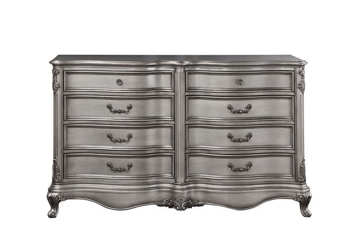 Create the feel of a European chateau in your bedroom with the Ausonia collection. Gathering inspiration from vintage Rococo design, featuring intricate carvings that embody the period. The wingback headboard is a classic design is accented with crystal-l
