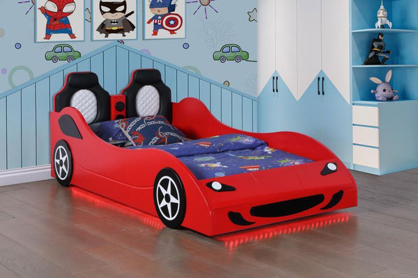 Cruiser - Wood Twin LED Car Bed - Red