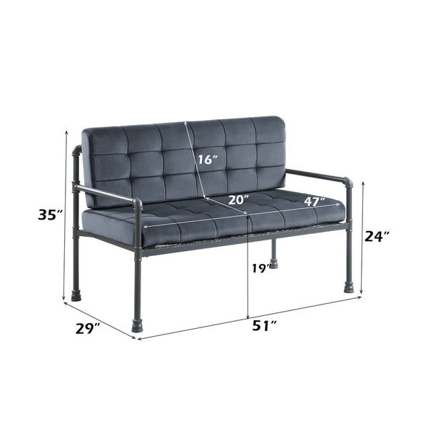 Brantley - Loveseat - Gray Velvet & Sandy Gray Finish