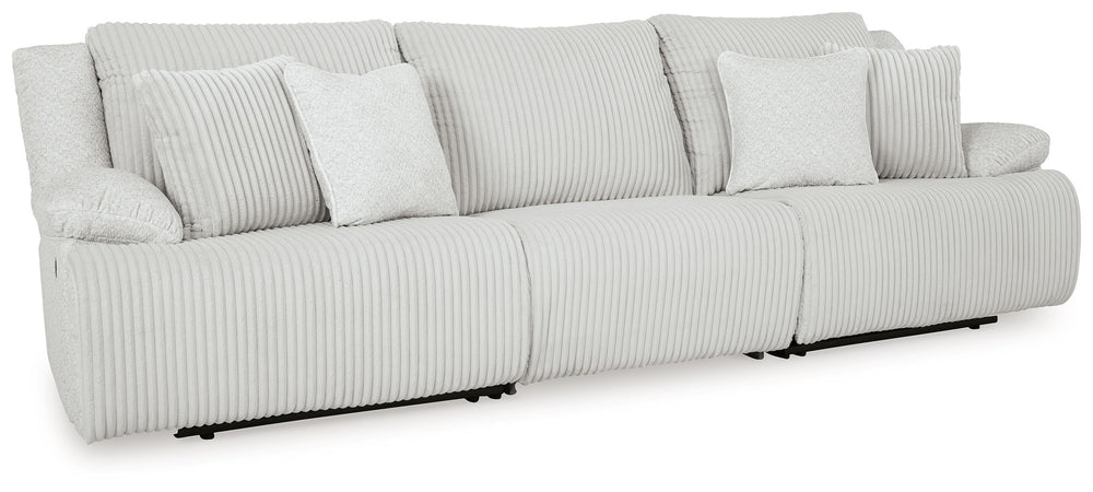 Experience unparalleled comfort with this reclining sectional sofa. Itâ€™s a stylish and invitingly soft lookâ€”made all the more appealing by cozy corduroy cushions that feel great and add a touch of texture. The neutral hue effortlessly blends into your