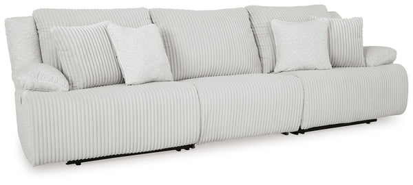 Experience unparalleled comfort with this reclining sectional sofa. Itâ€™s a stylish and invitingly soft lookâ€”made all the more appealing by cozy corduroy cushions that feel great and add a touch of texture. The neutral hue effortlessly blends into your