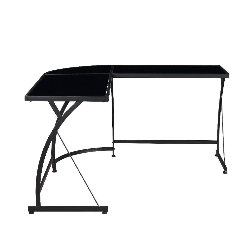 Table Top Thickness: 4 mm<br/><br/><b>Product Features</b><ul><li>Corner Writing Desk</li><li>Orientation: -"L-" Shape</li><li>Glass Top: Black Finish</li><li>Metal Frame Base: Black Finish</li><li>Case: 1Pc/1Ctn</li><li>Finish: Black Glass & Black</li><l