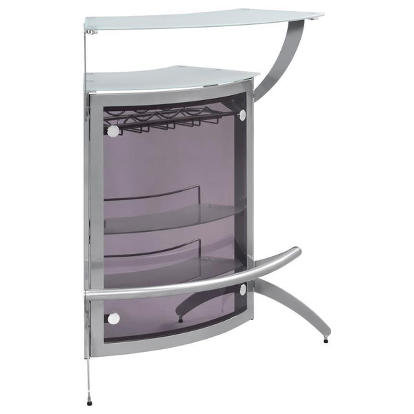 From fancy dinner parties to laid-back barbecues, this magnificent metal bar unit is the perfect upgrade to any room where guests may gather. Its versatile design provides a variety of convenient options for your entertaining needs. The contemporary curve