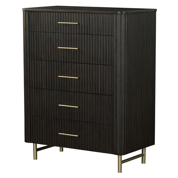 Step into modern luxury with the Clayten bedroom collection. Featuring a sleek espresso finish, this set exudes sophistication and style. The bed-'s minimalist design is complemented by matching nightstands and dressers, each crafted for elegance and func