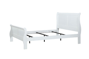  white finish that brings a bright and airy feel to any space. The elegant bed anchors the room with its gracefully