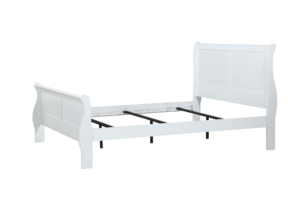  white finish that brings a bright and airy feel to any space. The elegant bed anchors the room with its gracefully