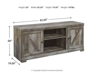 Wynnlow - Gray - 2 Pc. - 63" TV Stand with Faux Firebrick Fireplace Insert