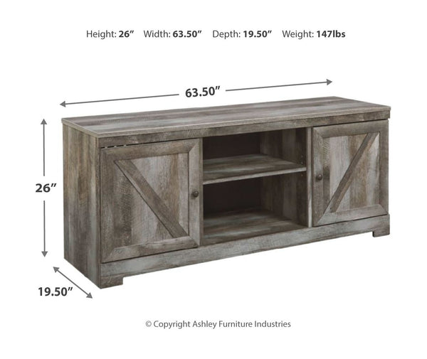Wynnlow - Gray - 2 Pc. - 63" TV Stand with Faux Firebrick Fireplace Insert