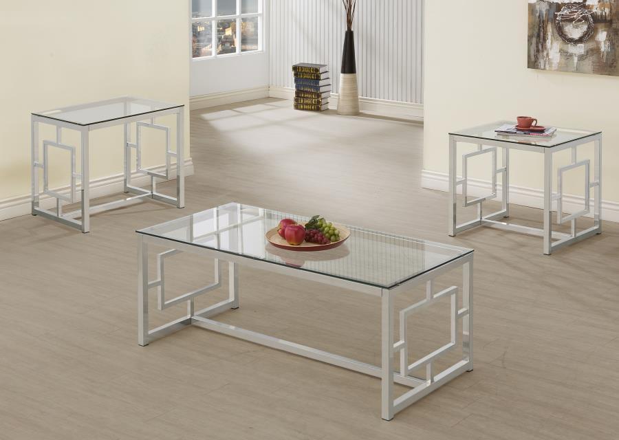 Merced - 3 Piece Rectangular Coffee And End Table Set - Nickel