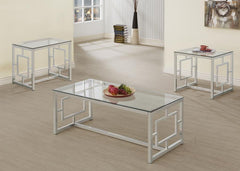 Merced - 3 Piece Rectangular Coffee And End Table Set - Nickel