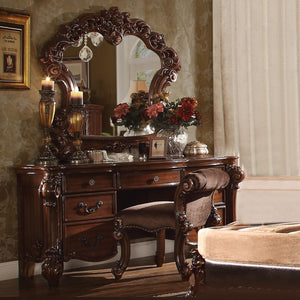  desk features elaborate wood carving details