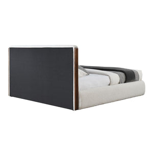 Sandro - Queen Bed - White Boucle & Walnut