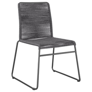  offering a comfortable place to rest. The metal frame is made with a powder coated fi