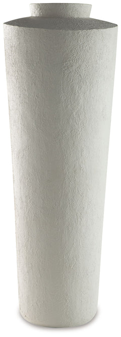 Simply chic. With its textured pattern and asymmetrical top, this cream-colored floor vase is a subtly stylish addition to your decor. Refresh the look by switching out your favorite faux floral arrangements from season to season.<br/><br/><b>Product Feat