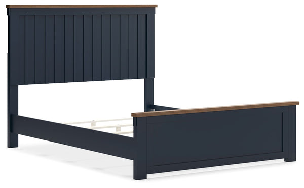 Landocken - Brown / Blue - Queen Panel Bed