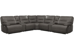 Even commercials are more tolerable when you-'re relaxing in the plush comfort of this six-piece sectional seating group. You-'ll love the luxury of its two power recliners on each end that feature power headrests. Between those, you-'ll find and armless 